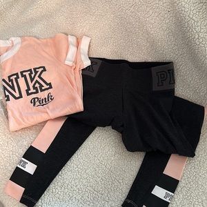 VS PINK yoga legging XS & matching small PINK tee. NWT. HTF